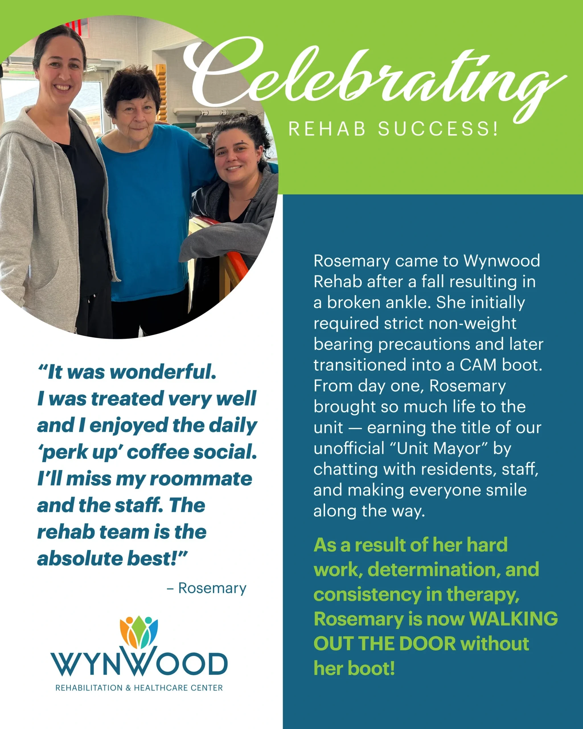 Rosemary: Rehab success story at Wynwood & Healthcare Center, Cinnaminson, NJ